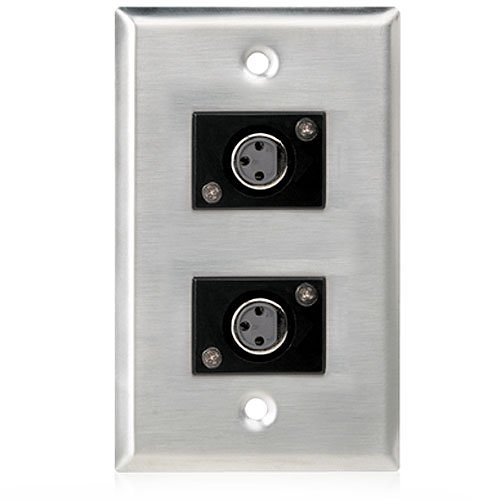 AtlasIED Single Gang Stainless Steel Plate with (2) Female 3 Pin XLR