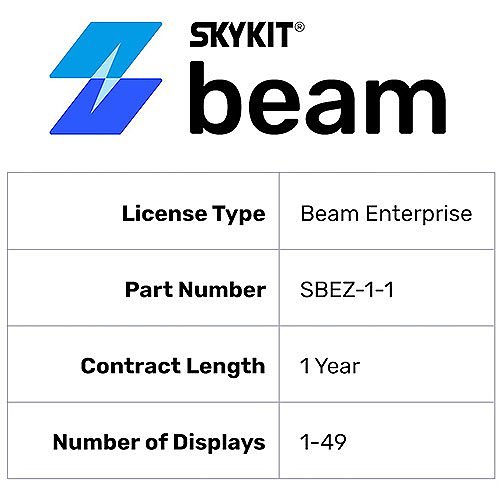Skykit SBEZ-1-1 Beam Enterprise License, 1-49 Displays, 1 Year