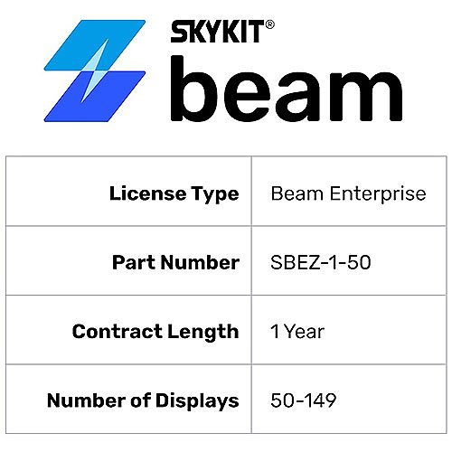 Skykit SBEZ-1-50 Beam Enterprise License, 50-149 Displays, 1 Year