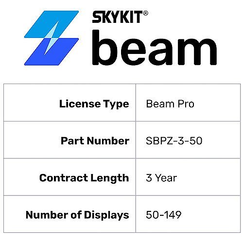 Skykit SBPZ-3-50 Beam Pro License, 50-149 Displays, 3 Years