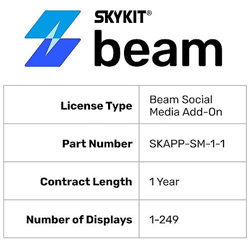 Skykit SKAPP-SM-1-1 Beam Social Media Add-On License, 1 Year