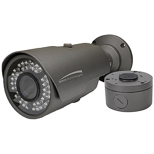 Speco HT7040TM 2MP IR Bullet Camera with Junction Box, 2.8-12mm Motorized Lens, Dark Gray Housing