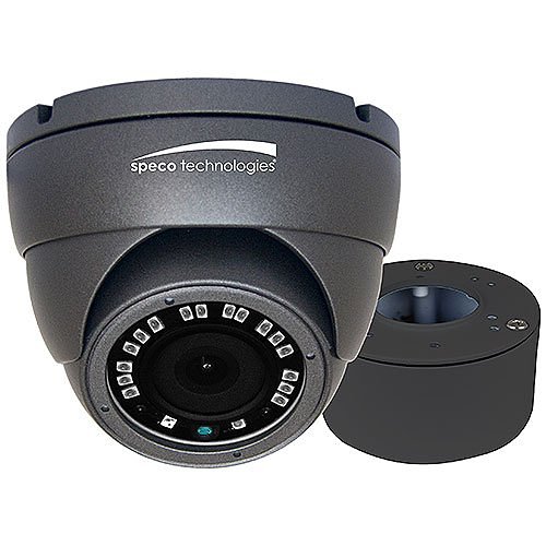Speco VLDT4G 2MP HD-TVI Turret Camera with Junction Box, 3.6mm Lens, Gray