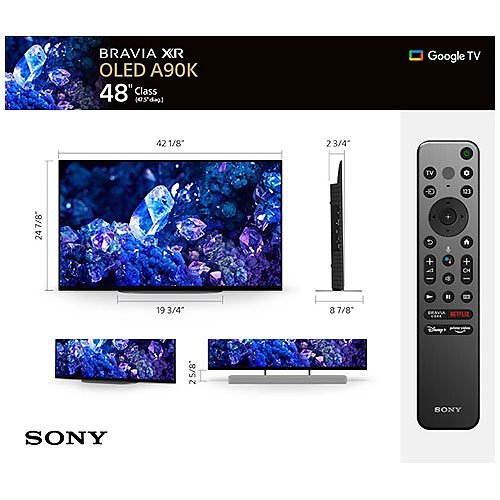 Sony XR-48A90K 48" BRAVIA XR A90K Series 4K HDR OLED TV with Smart Google TV (2022)