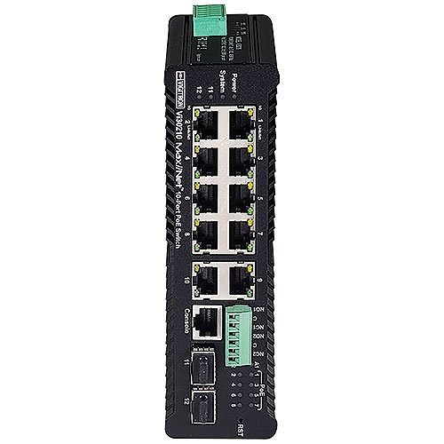 Vigitron VI30210 10-Port Hardened Managed Industrial PoE Ring Switch, 90W