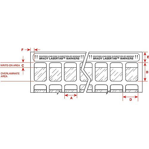 Brady LAT-18-361-2.5 LaserTab Series Self-Laminating Polyester Labels, 1.33" H x 1" W Label Size, White, Clear, Matte Finish