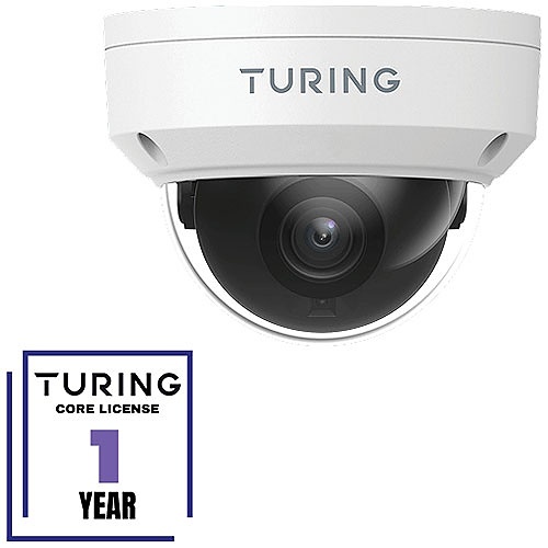 Turing TP-MFD8M28-1Y CORE AI VSaaS License-Enabled 8MP Low Light Dome IP Camera, 2.8mm Fixed Lens