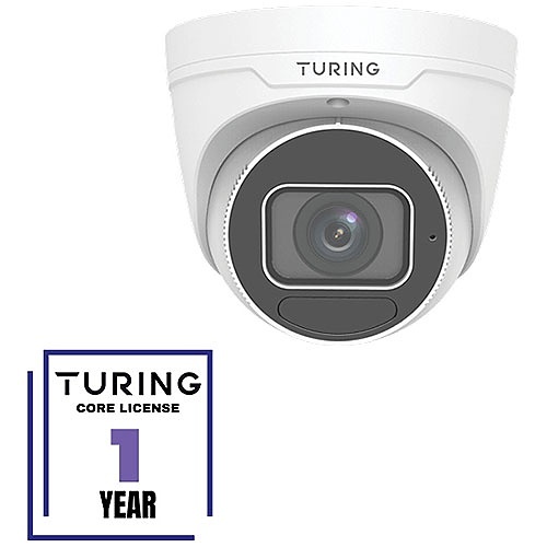 Turing TP-MVD4MV2-1Y CORE AI VSaaS License-Enabled 4MP Low Light Turret IP Camera, 2.7-13.5mm Motorized Varifocal Lens