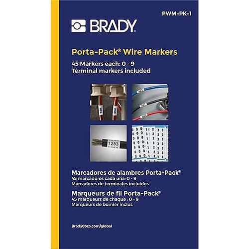 Brady PWM-PK-1 Porta-Pack Wire Marker Books, 1.56" H x 0.22" W, Black on White, 10-Pack