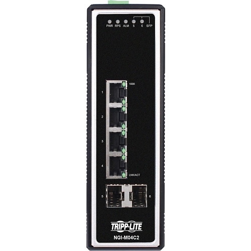 Tripp Lite Ngi M C Port Managed Industrial Gigabit Ethernet Switch With Din Rail Mounting