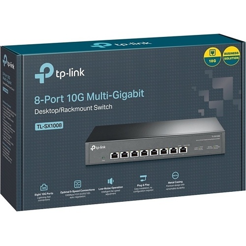 TP-Link TL-SX1008 8-Port 10G Desktop Rackmount Switch, Black