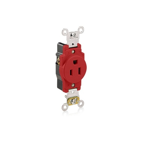 Leviton 5261-R Single Receptacle Outlet, Industrial Grade, Smooth Face ...