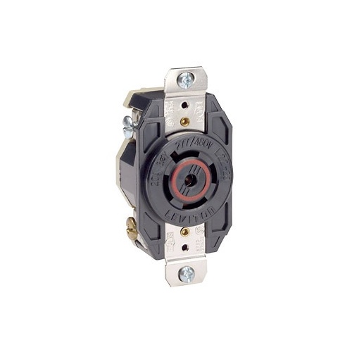 Prise Industrielle Verrouillable Leviton L20-20R - 20A, 347/600V, Triphasé 3Y, 4 Pôles, Noire
