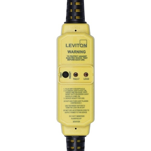 Leviton GFCI Cord – 20 Amp, 3-Foot, Manual Reset, 12-3 SJTW, Yellow, NEMA 5-20P/R – Outdoor Rated, Self-Test