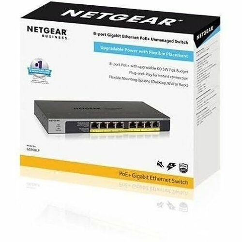 Netgear GS108LP 8-Port Gigabit Ethernet PoE+ Unmanaged Switch with 