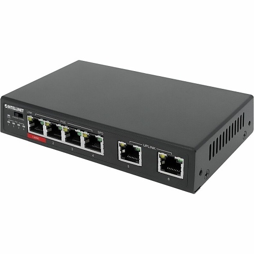 Intellinet 561686 6-Port Fast Ethernet Switch with PoE Ports, PoE Power ...