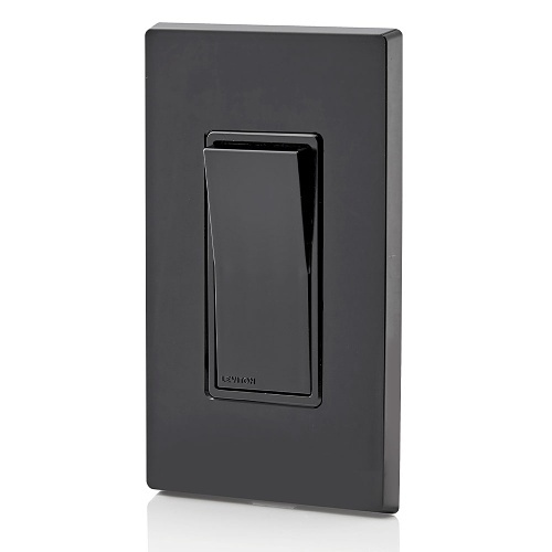 Leviton 5601-P2E 15A Decora Single-Pole Switch, Self-Grounding, Black