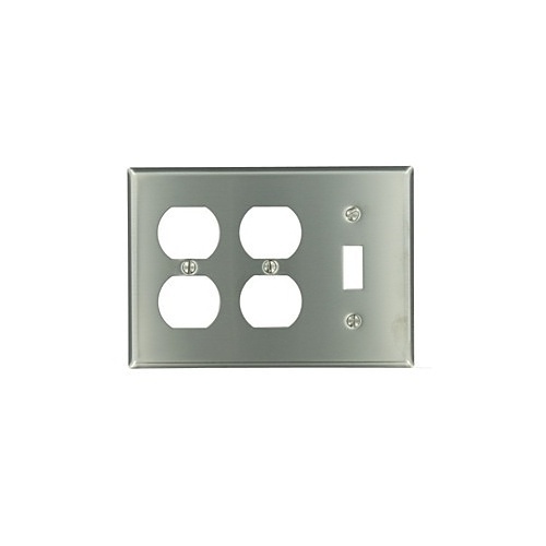 Leviton 84047-40 3-Gang 302 Stainless Steel Wall Plate for 2 Duplex ...