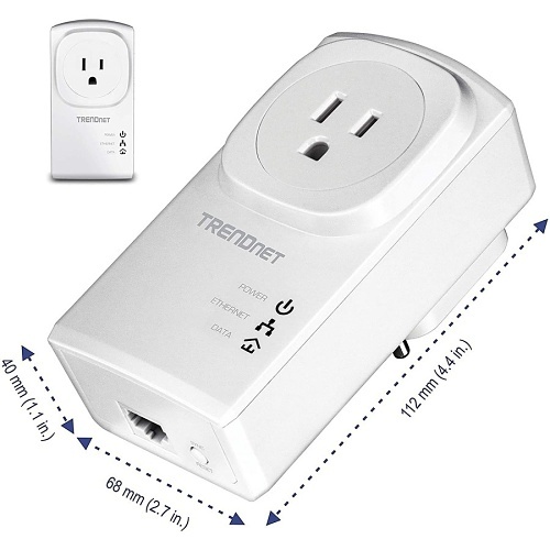 TRENDnet TPL-407E2K Powerline 500 AV Adapter Kit with Built-In Outlet