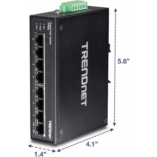 TRENDnet TI-PG80 8-Port Hardened Industrial Gigabit PoE+ DIN-Rail
