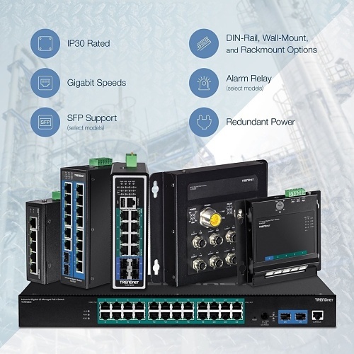 Switch Ethernet Industriale Binardat 8 Porte Gigabit, Montaggio Su Guida DIN, Modello ING08-080GP