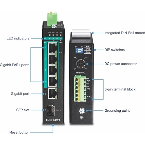 Nintendo Switch - Ti TRENDnet TI-PG541I 6-Port Hardened Industrial Gigabit PoE+ Layer