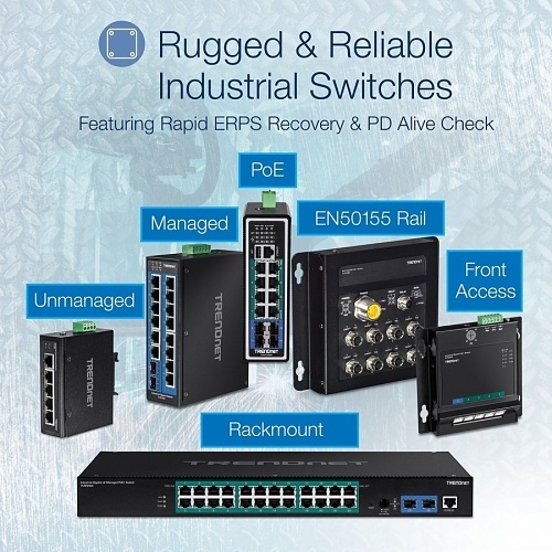 TRENDnet TI-G160i 16-Port Industrial Gigabit L2 Managed DIN-Rail