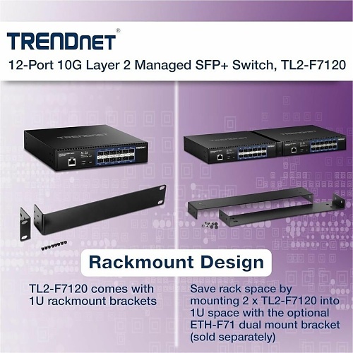 TRENDnet TL2-F7120 12-Port 10G Layer 2 Managed SFP+ Switch