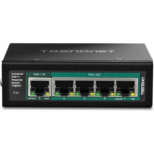 TRENDnet Switch Industriale TI-BG50611 – 6 Porte, 4x PoE++ 2.5G, 1x RJ-45 10G, 1x SFP+ 10G, Budget 240W, DIN-Rail, IP50, -40° A 75°C