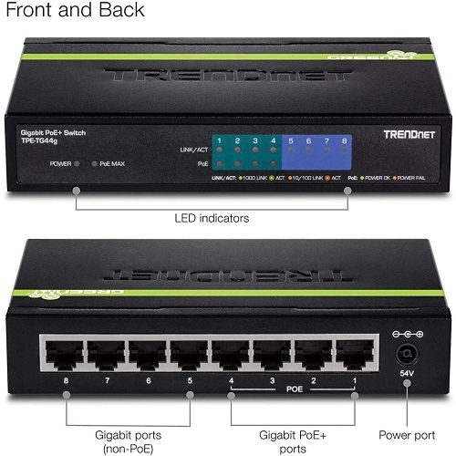 ルーター・ネットワーク機器 TRENDNET 8-Port Gigabit PoE+ Switch TRENDnet 8-Port Gigabit PoE+ Switch, 8 x Gigabit PoE+ Ports
