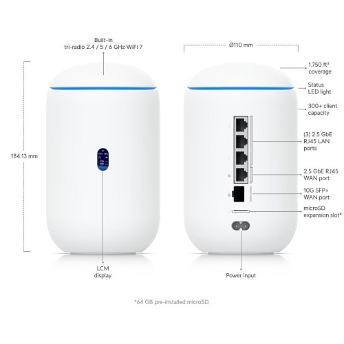Ubiquiti UDR7-US Dream Router 7 Desktop 10G Cloud Gateway with