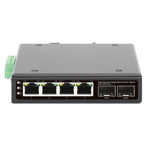 Intellinet 508995 Industrial 4-Port Gigabit PoE++ Switch with 2-Port ...