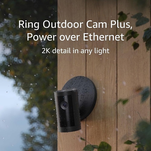 Ring Cam Plus with Power over Ethernet, Outdoor, Black (B0DX8N18G5)