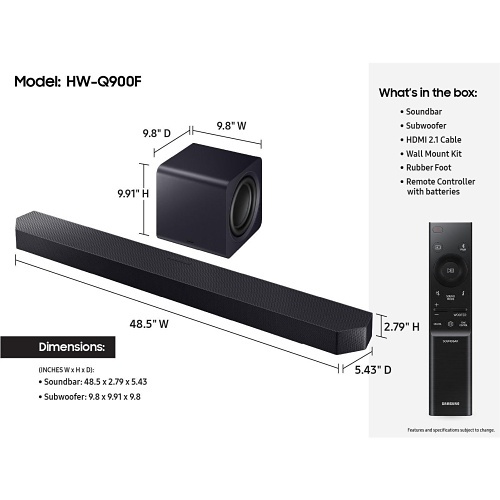 Samsung HW-Q900F/ZA Q Series 7.1.2-Channel Soundbar with Subwoofer