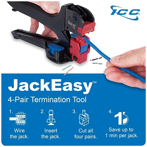 ICC IC1078F6BL CAT6 Keystone Jack with Slim Profile 180-Degree