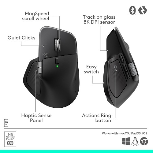 Logitech 910-007560 MX Master 4 Ergonomic Wireless Mouse 8 K DPI
