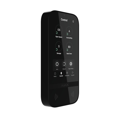 AJAX 58472 Wireless Keypad with Touch IPS Screen, Supports BLE, Black