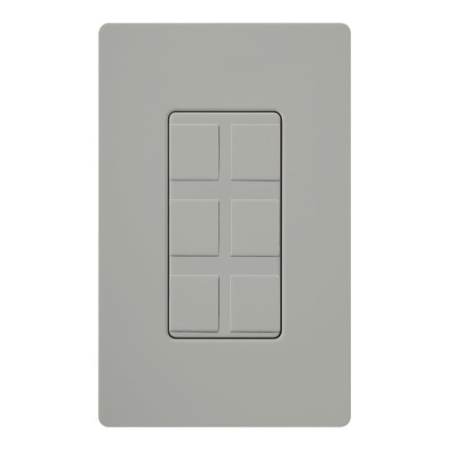 Lutron CA-6PF-GR Claro 6-Port Frame, Field Customizable, Fits Decorator-Style Wall Plates, Gray