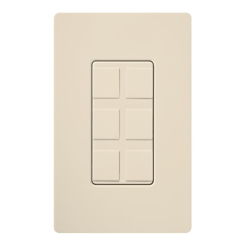 Lutron CA-6PF-LA Claro 6-Port Frame, Field Customizable, Fits Decorator-Style Wall Plates, Light Almond