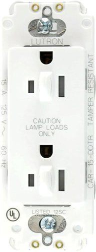 Lutron CAR-15-DDTR-WH Claro 15A Dual Dimming, Tamper Resistant Duplex Receptacle, Decorator-Style Outlet, Gloss Finish, White