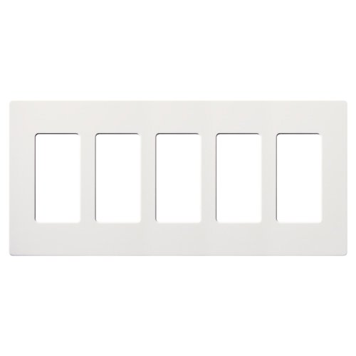 Lutron CW-5-WH Claro 5 Gang Wall Plate for Decorator / Designer Paddle Switches and Dimmers, Gloss Finish, White