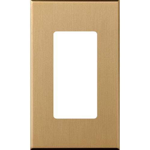 Lutron NT-R3-NFB-SB Nova T Wall Plate Kit, Single-Gang, Fits Small Accessory / Wall Keypad Insert, No Fins Broken, Metal Finish, Satin Brass