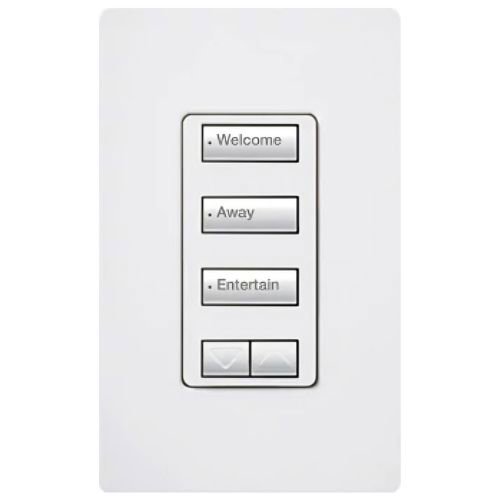 Lutron RRD-HN3BSRL-WH seeTouch LED+ Hybrid Keypad, Works with RA3 Systems, 100W LED, 3 Button with 1 Raise / Lower, Neutral Required, 120V, White