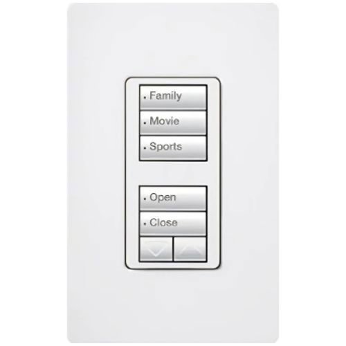 Lutron RRD-HN1RLD-SW seeTouch LED+ Hybrid Keypad, Works with RA3 Systems, 100W LED, Dual Group with 1 Raise / Lower, Neutral Required, 120V, Snow White