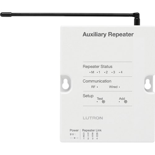 Lutron RR-AUX-REP-WH Auxiliary Repeater, Works with RA3 Systems, Extends RF Signal 30', Clear Connect Type A, 120VDC Adapter Included, White