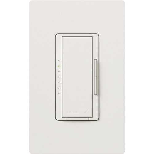 Lutron RRD-6ND-SW Maestro RF Dimmer, Works with RA2 Select / RA3 Systems, 150W LED / 600VA MLV, Single Pole / Multi-Location, Neutral Required, 120V, Snow White