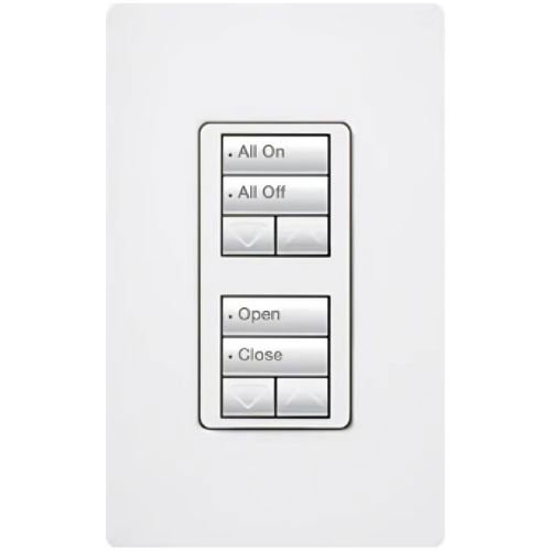 Lutron RRD-HN2RLD-SW seeTouch LED+ Hybrid Keypad, Works with RA3 Systems, 100W LED, Dual Group with 2 Raise / Lower, Neutral Required, 120V, Snow White