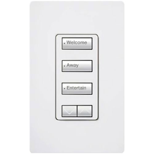 Lutron RRD-HN3BSRL-SW seeTouch LED+ Hybrid Keypad, Works with RA3 Systems, 100W LED, 3 Button with 1 Raise / Lower, Neutral Required, 120V, Snow White