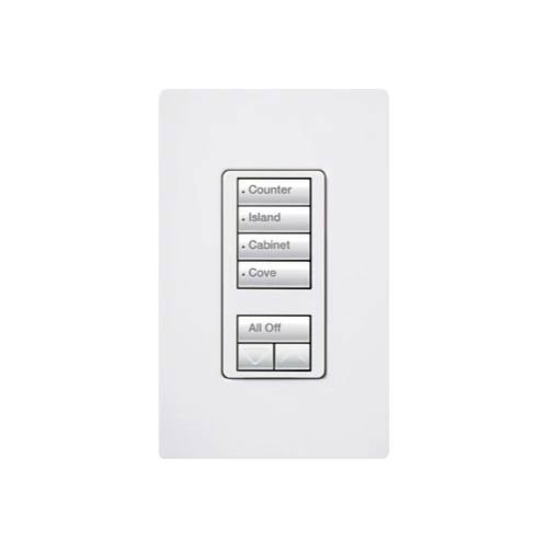 Lutron RRD-HN4S-WH seeTouch LED+ Hybrid Keypad, Works with RA3 Systems, 100W LED, 4 Scene with 1 Raise / Lower, Neutral Required, 120V, White