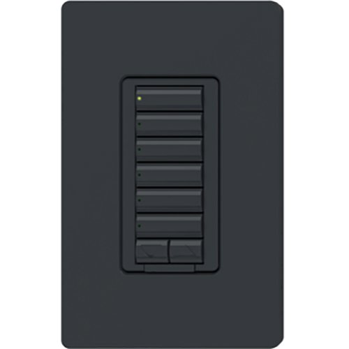 Lutron RRD-W6BRL-BL seeTouch Wall Keypad, Works with RA3 Systems, 6 Button with 1 Raise / Lower, Neutral Required, 120V, Black